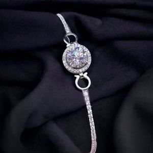 Certified 1ct. t.w. Diamond Brilliant Cut Halo Bar Bracelet